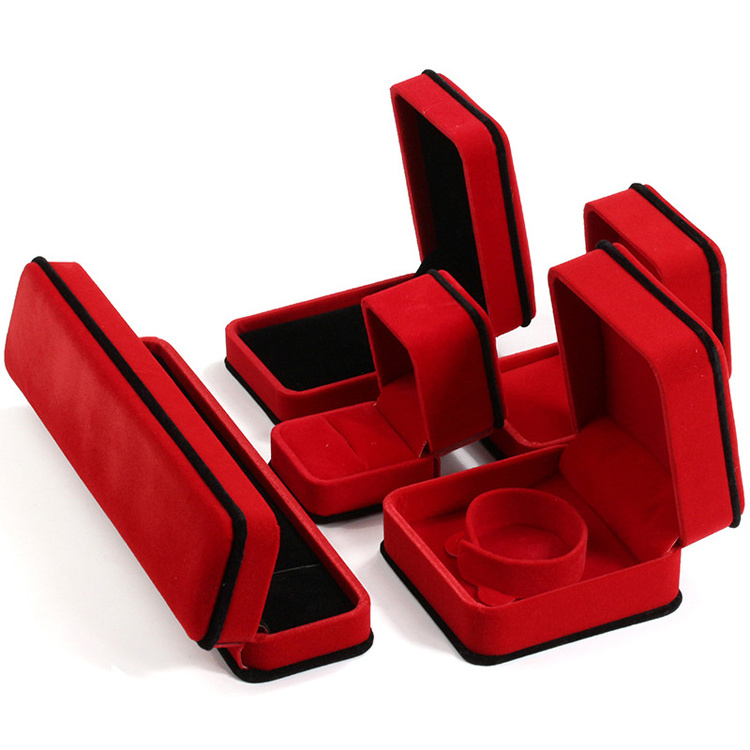 Fine Jewelry Sets Box Red Black Velvet Display Holders for Ring Earring Necklace Bracelet Bangle Jewellery Packing Gift Boxes