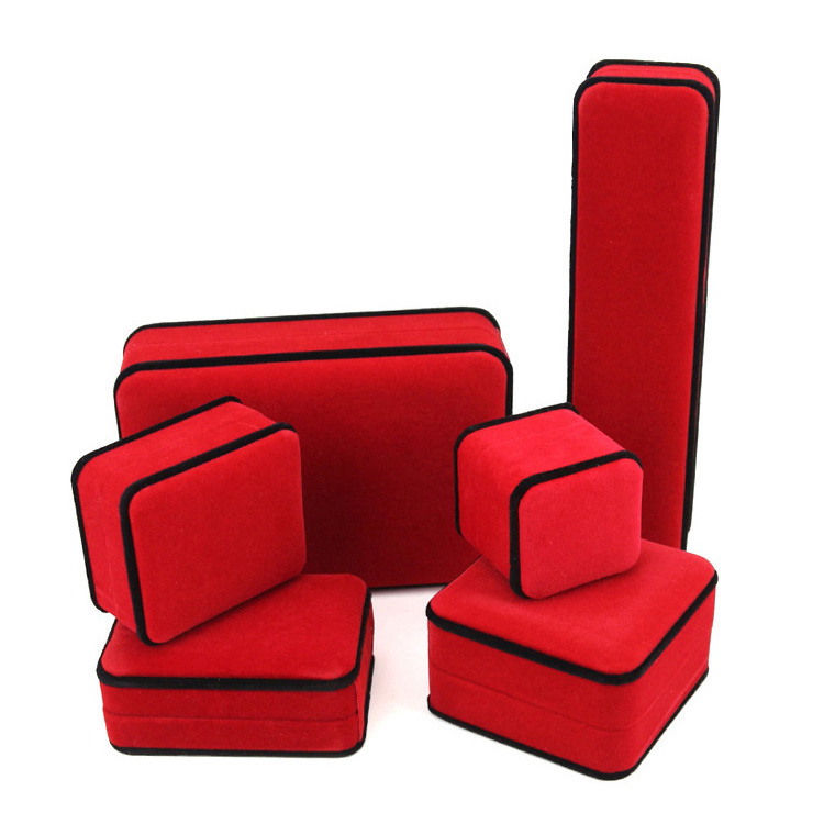 Fine Jewelry Sets Box Red Black Velvet Display Holders for Ring Earring Necklace Bracelet Bangle Jewellery Packing Gift Boxes