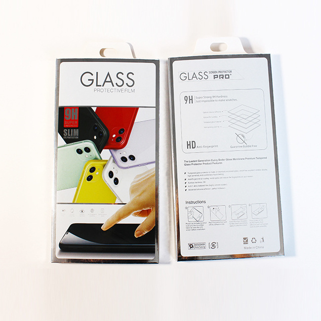 Empty tempered glass retail box,Fashion retail box package with hook,Premium paper packaging for iphone Samsung