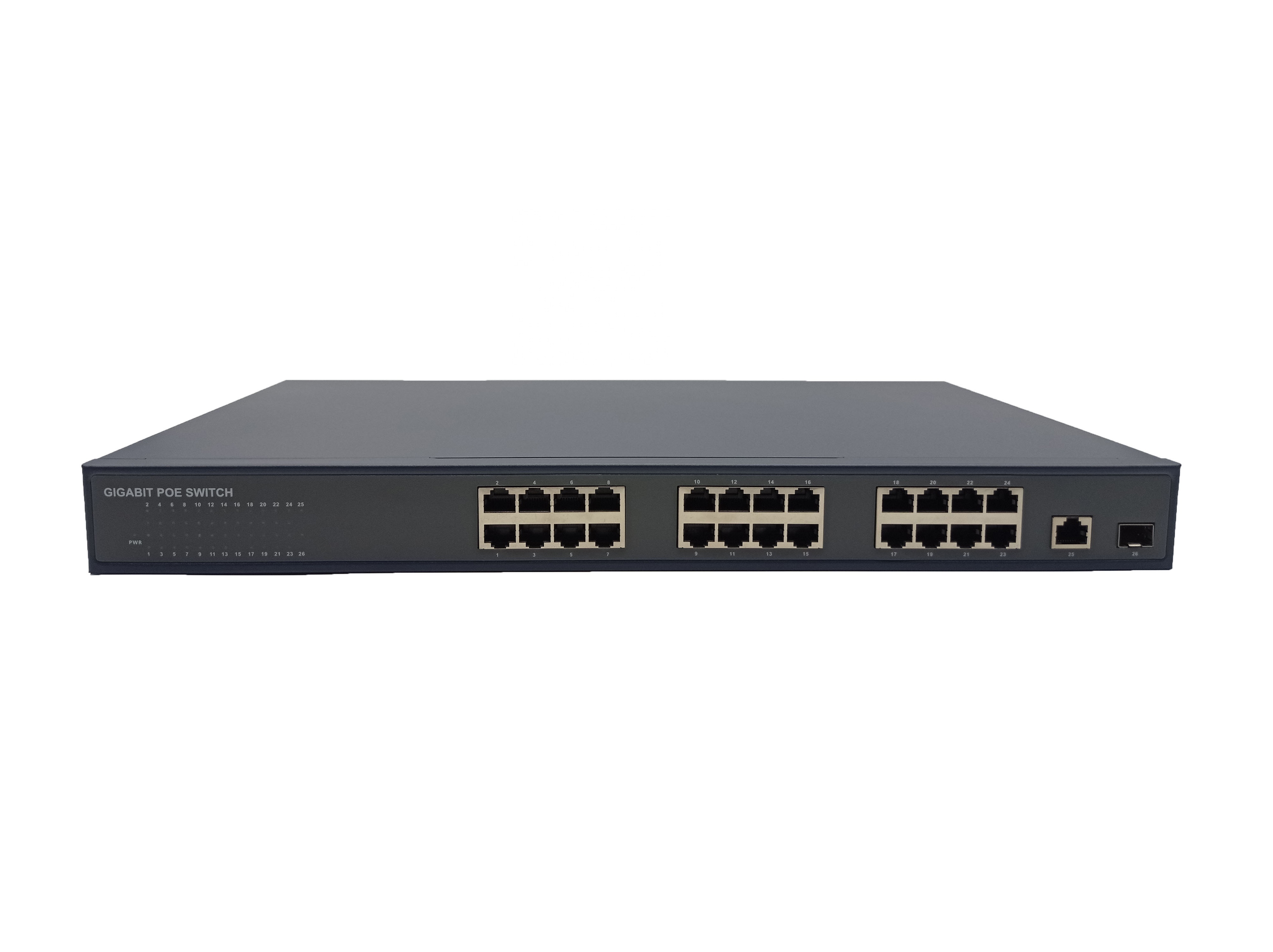 24 port gigabit PoE Switch uplink port with 1gigabit SFP and 1RJ45 poe for wireless AP