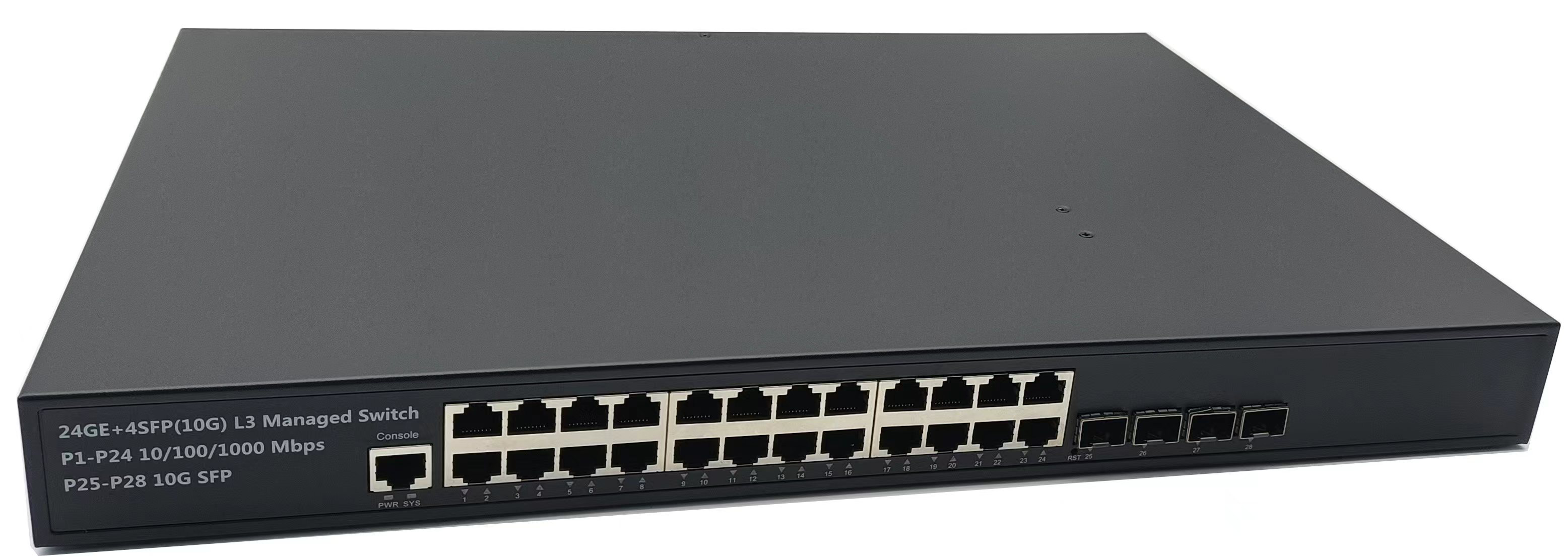 L3 Manageable Network Switch 24-10/100/1000Mbps  with 4 x10G SFP Uplink PoE Switch