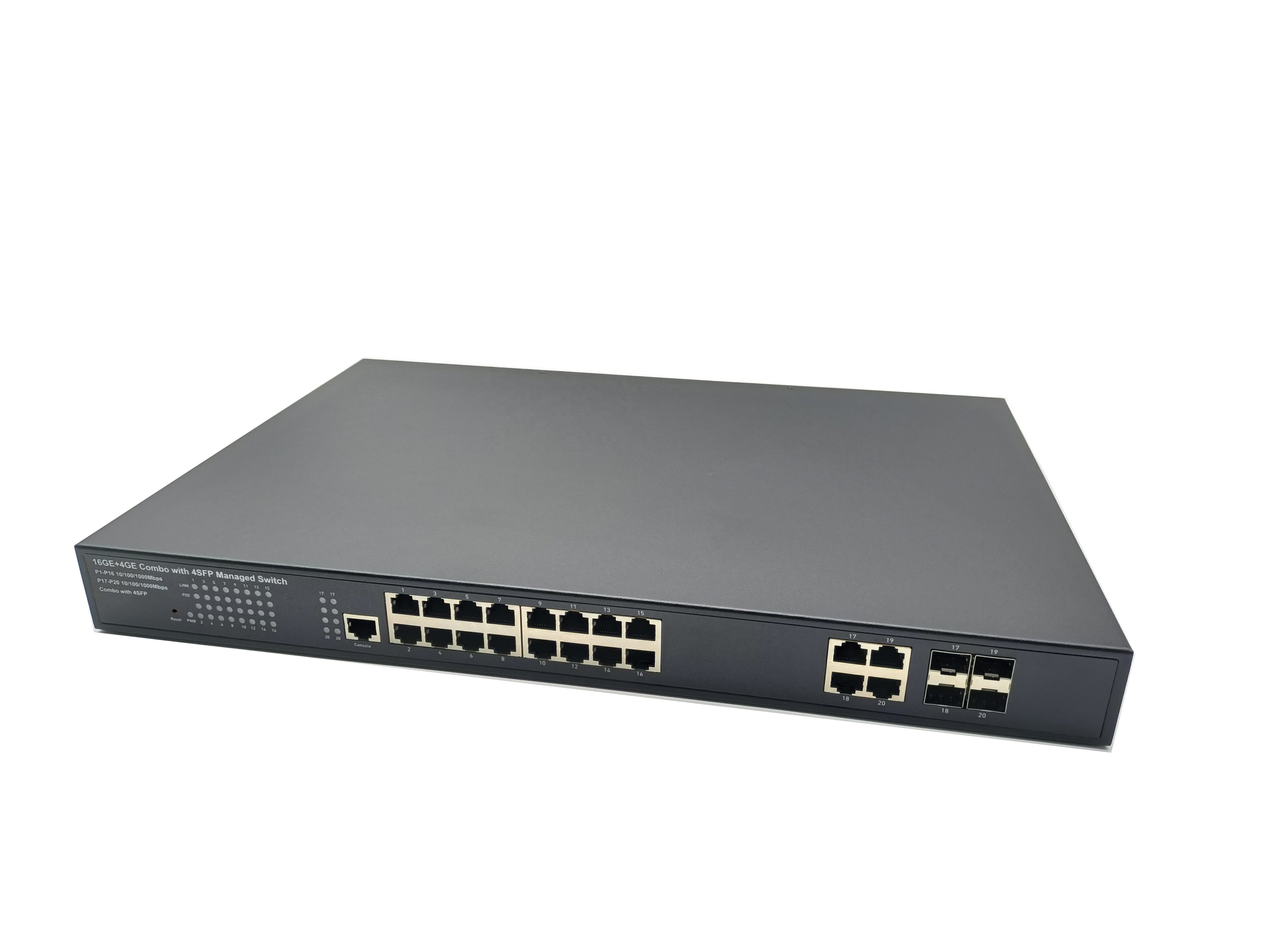 16 Ports Gigabit Managed PoE Switch with 4 x 10/100/1000Mbps RJ45 SFP combo switches