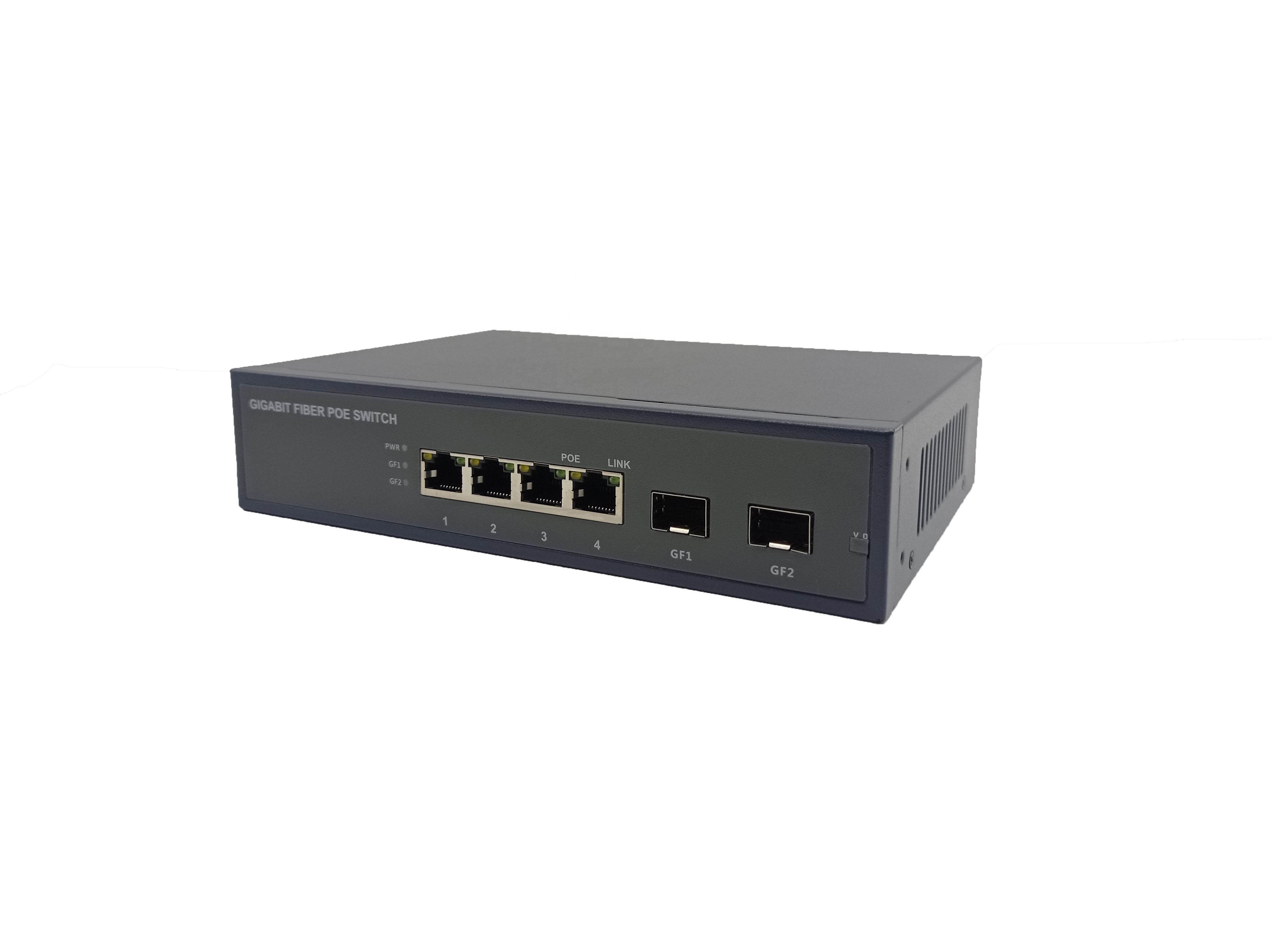 Desktop 4 ports 10/100/1000Mbps PoE switch with 2SFP uplink 96W networking poe switch