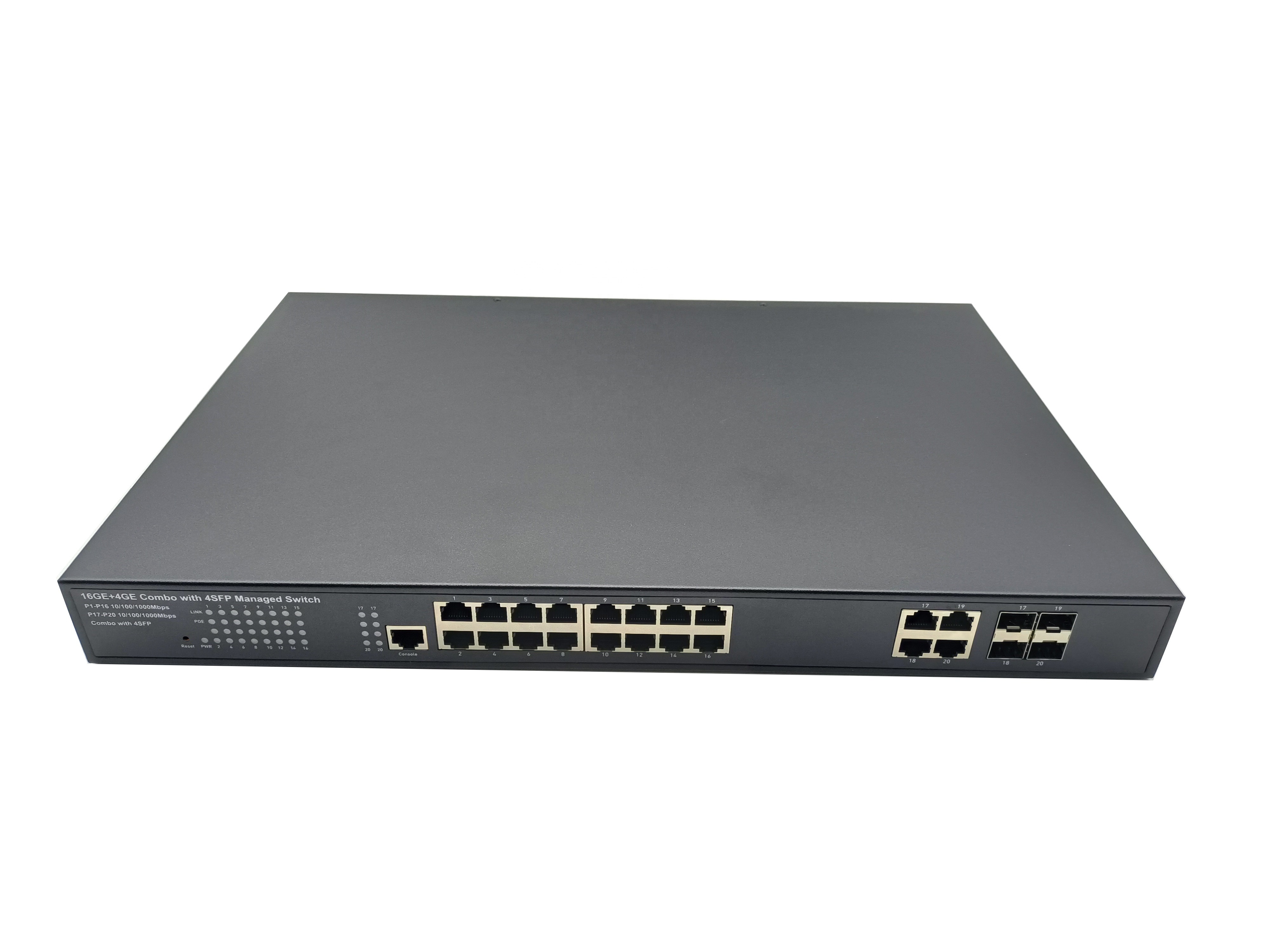 16 Ports Gigabit Managed PoE Switch with 4 x 10/100/1000Mbps RJ45 SFP combo switches