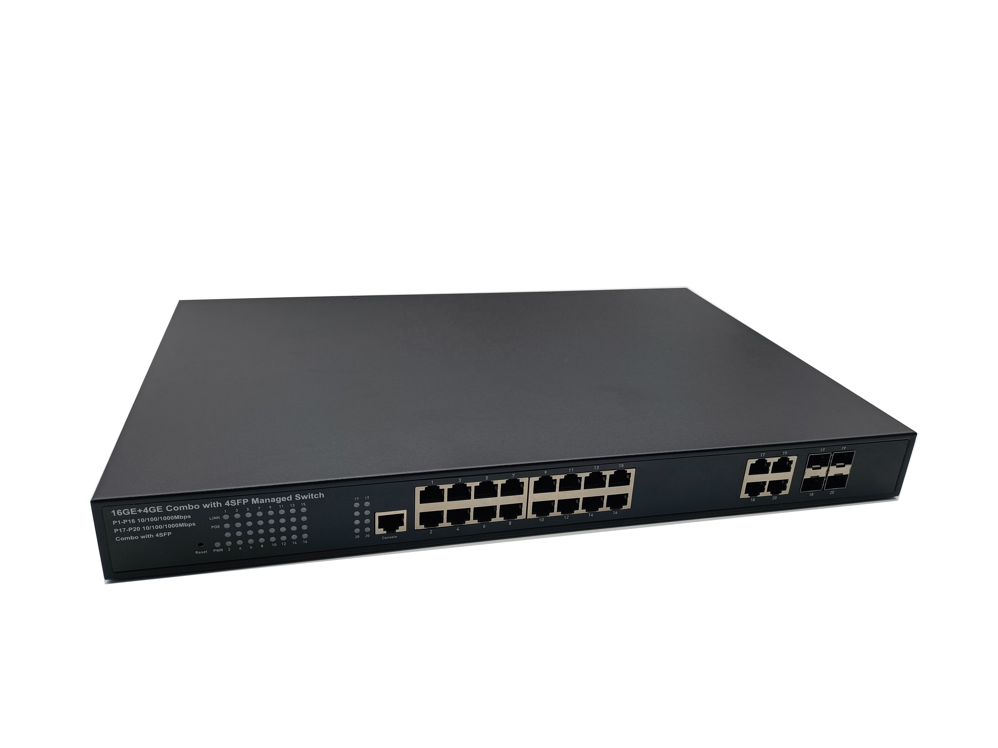 16 Ports Gigabit Managed PoE Switch with 4 x 10/100/1000Mbps RJ45 SFP combo switches