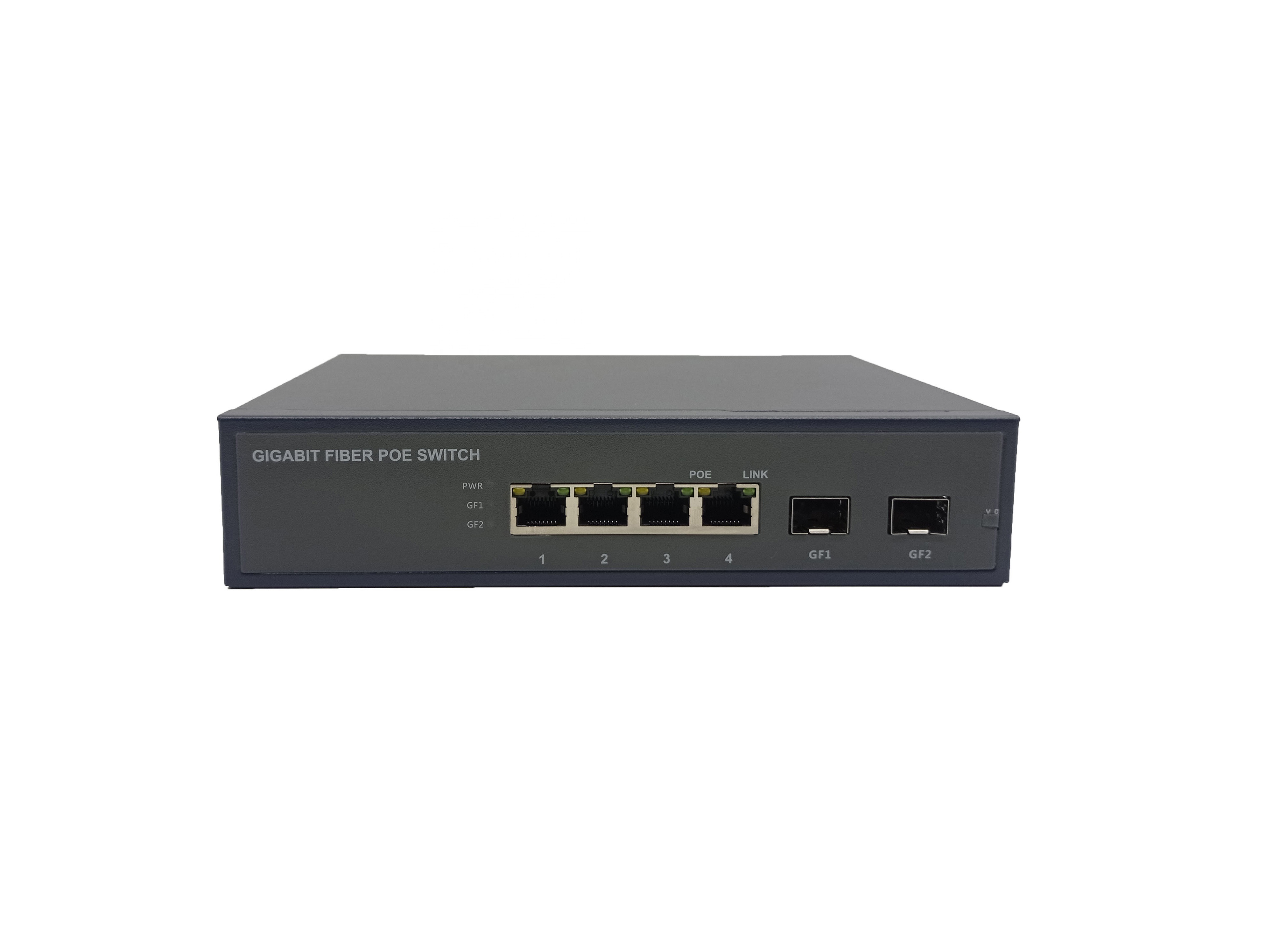 Desktop 4 ports 10/100/1000Mbps PoE switch with 2SFP uplink 96W networking poe switch