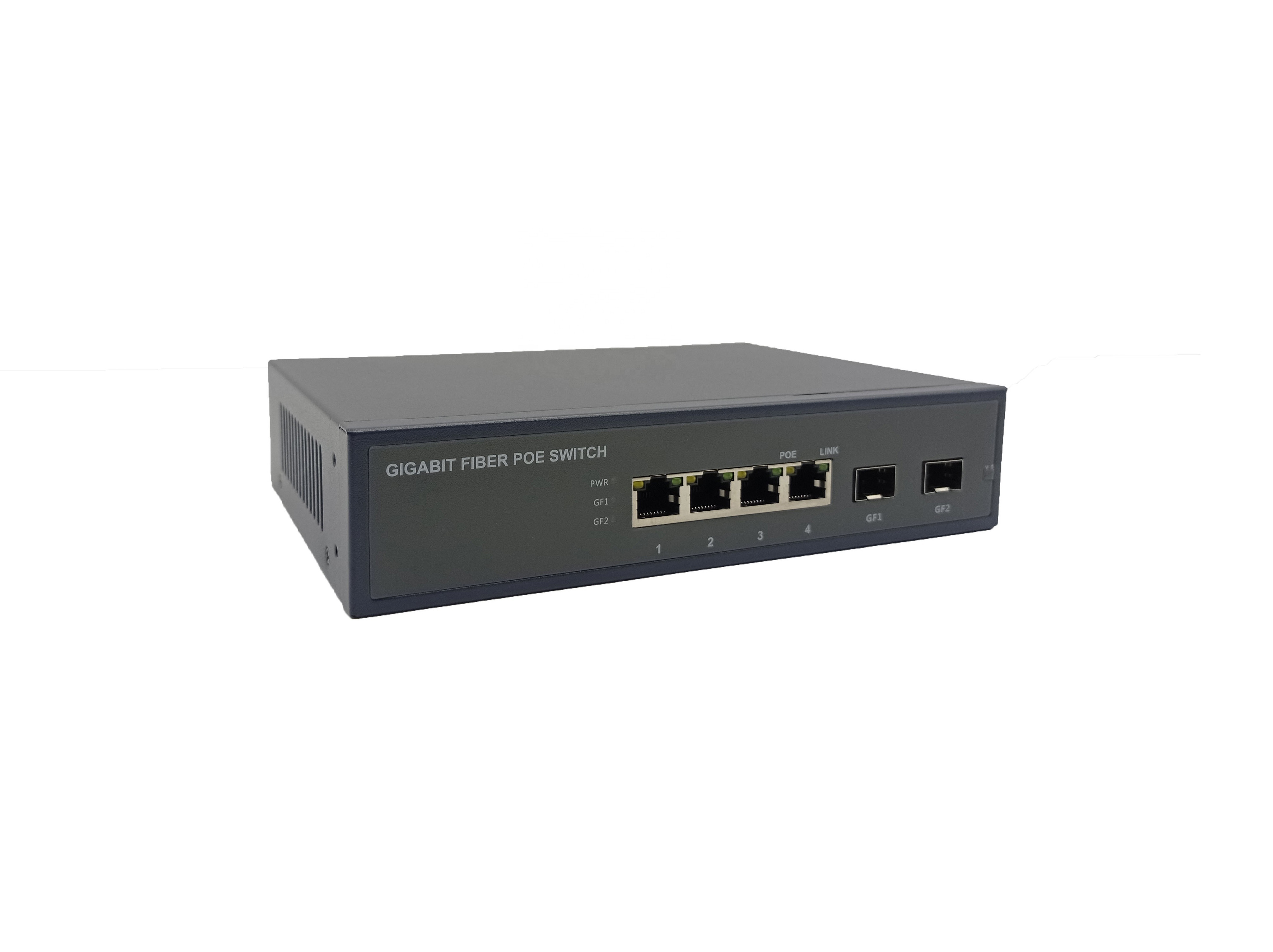 Desktop 4 ports 10/100/1000Mbps PoE switch with 2SFP uplink 96W networking poe switch