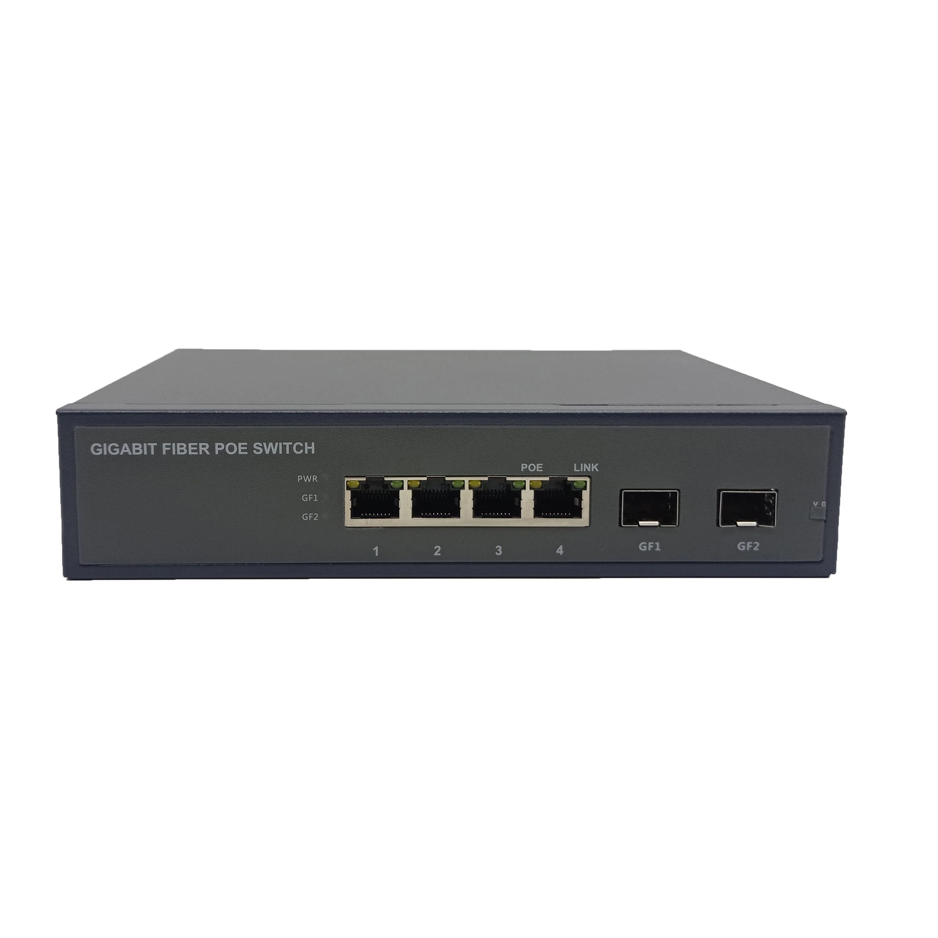 Desktop 4 ports 10/100/1000Mbps PoE switch with 2SFP uplink 96W networking poe switch