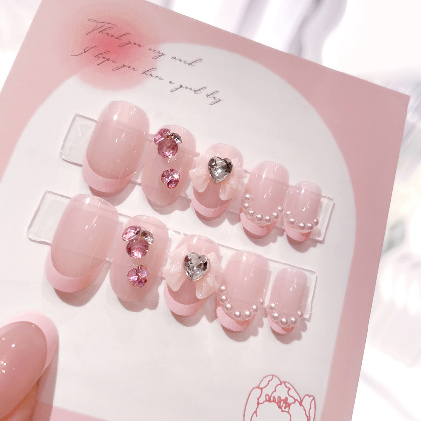 2024 24 pcs simple design white french edge toe nails press on nude pink artificial feet nails full cover wholesale