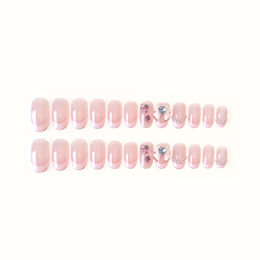 2024 24 pcs simple design white french edge toe nails press on nude pink artificial feet nails full cover wholesale