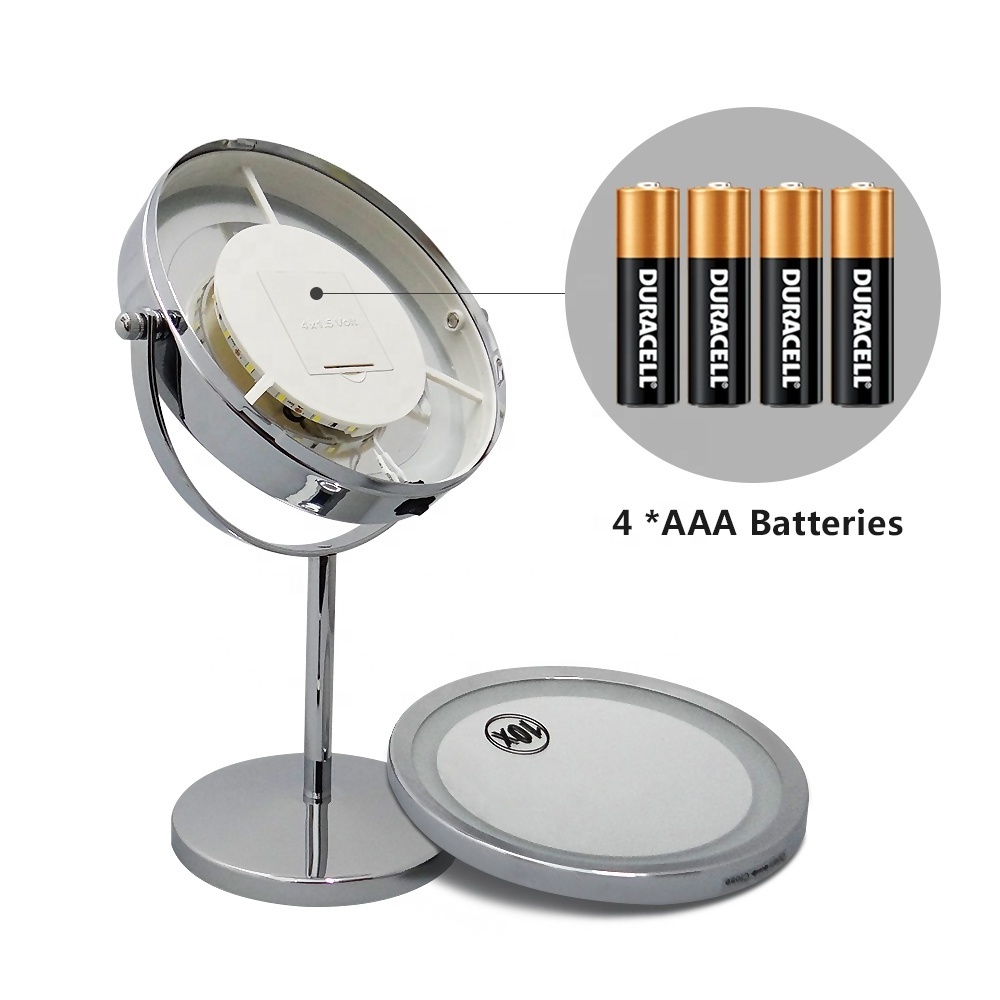 Mini LED Table Pocket Makeup Vanity Hand Held Cosmetic Round Magnifying Mirror with Light for Make Up