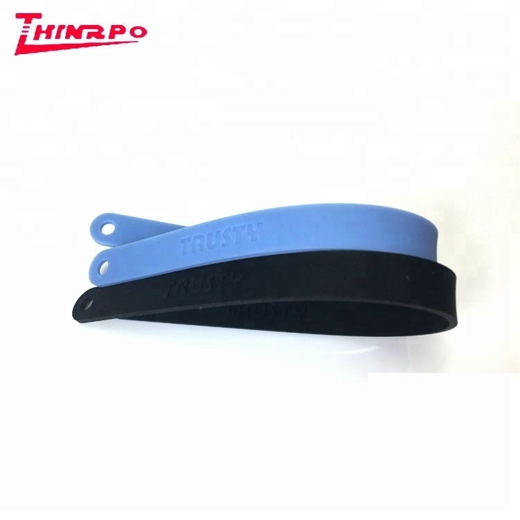 Custom embossed logo good elasticity silicone band with holes highly stretchable smooth rubber strap