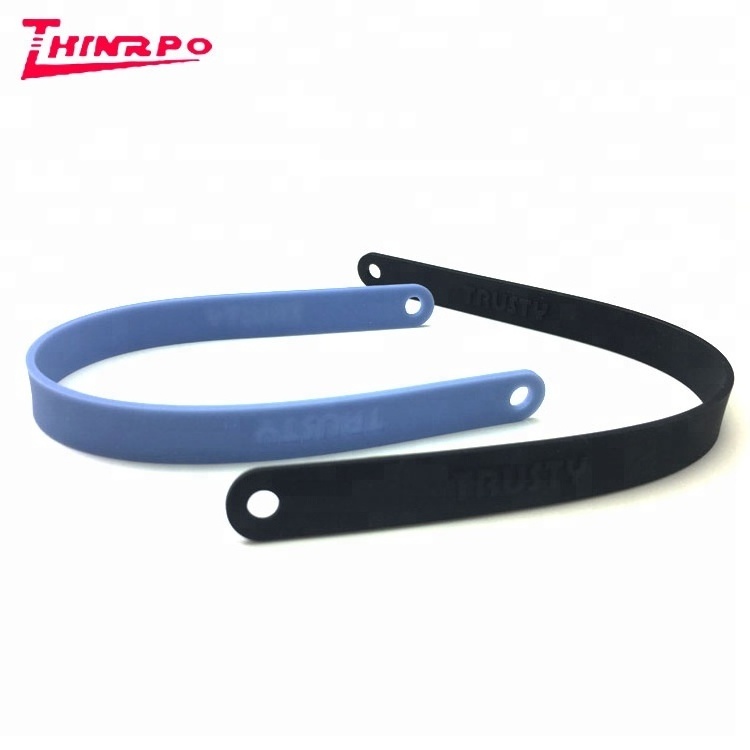 Custom embossed logo good elasticity silicone band with holes highly stretchable smooth rubber strap