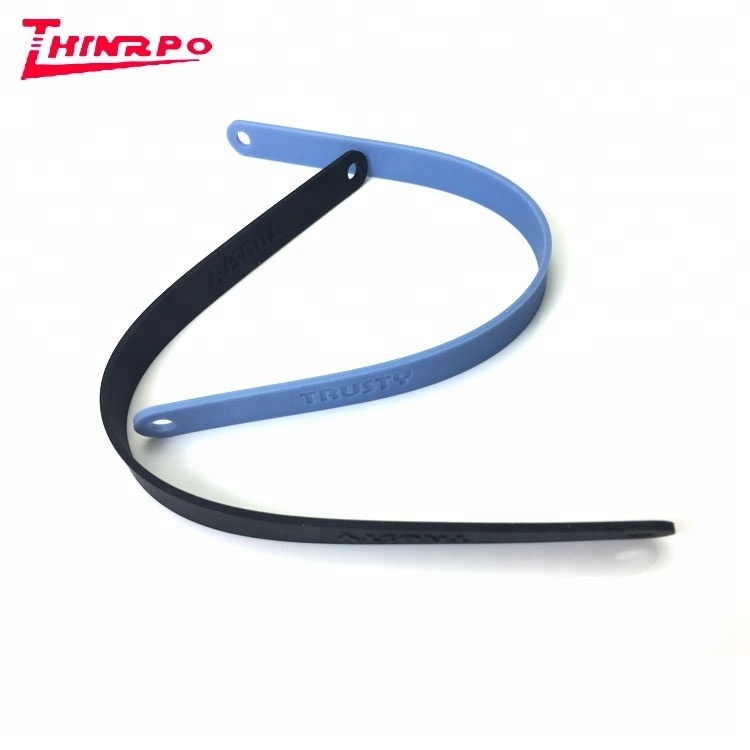 Custom embossed logo good elasticity silicone band with holes highly stretchable smooth rubber strap