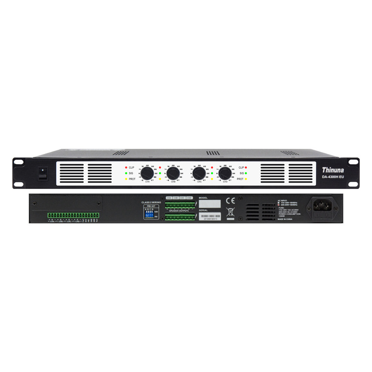 Thinuna DA-4600H EU 1U Chassis 19 Inches Size 4*600W Four Channel PA Audio System Digital Amp Fixed-voltage Power Amplifier