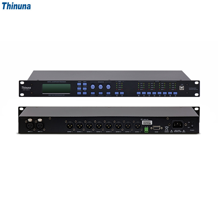 Thinuna DAP-0208 II Professional Audio Processor 2 Input 8 Output Speaker Management System DSP Digital Audio Processor