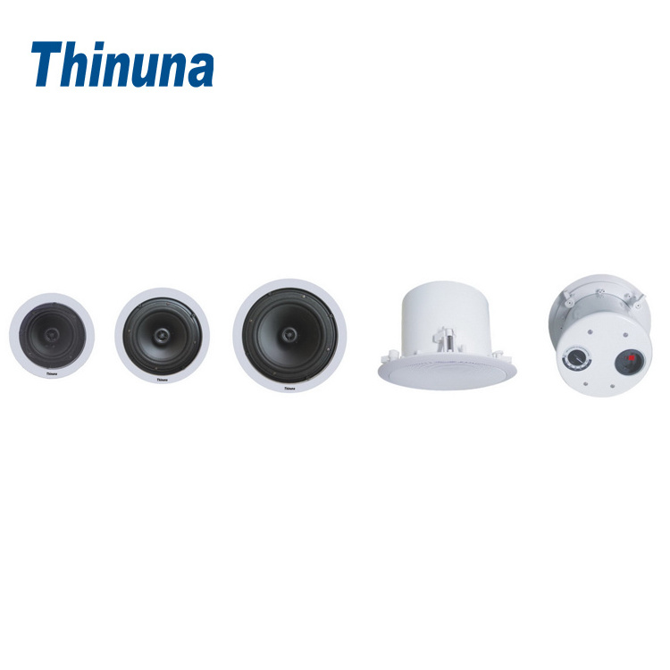 Thinuna TS-8CT Powerful 2-Way 8 Inch Coaxial Ceiling Speaker Public Address System Voice Alarm Evacuation Fireproof Metal Back