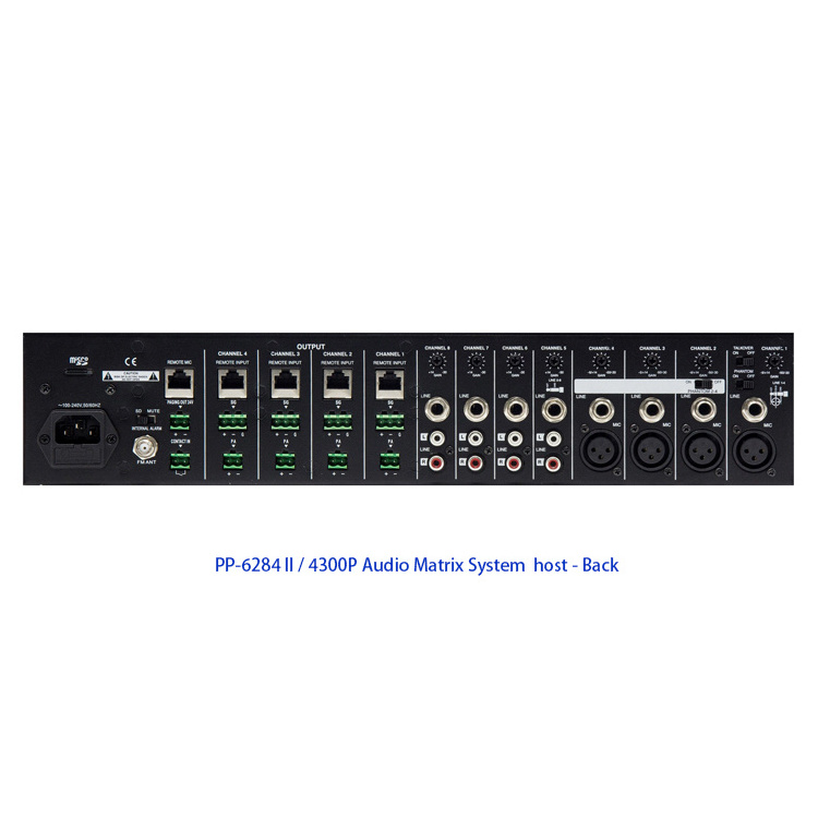 Thinuna PP-6284 II 8 IN 4 OUT Multizone Mixer Amplifier 4*300W PA System Power Mixer Audio Constant Voltage Amplifier