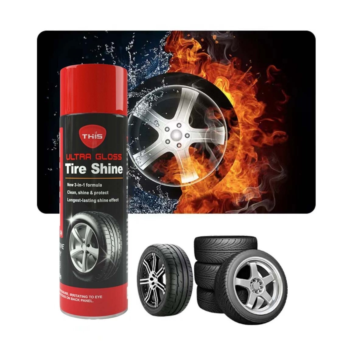 aerosol tire shine foam custom coating dressing shine