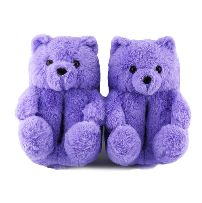 winter Warm  indoor funky fuzzy  fluffy plush panda  stuffed animal kids teddy bear slippers for women girls