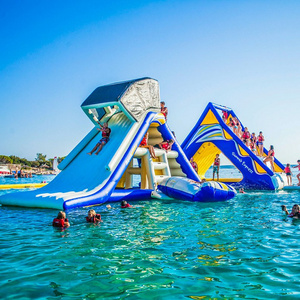 inflatable floating water park trampoline water  triangle slide for adults and children