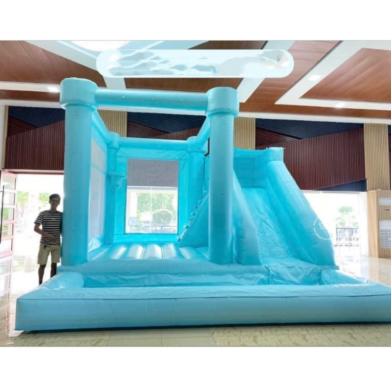 Moonwalk Commercial Jumping Bounce Slide White Inflatable Wedding Bouncy House With Ball pit pool