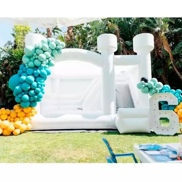 Adults all white wedding bounce house with EN14960 certified for wedding parties from China inflatable factory