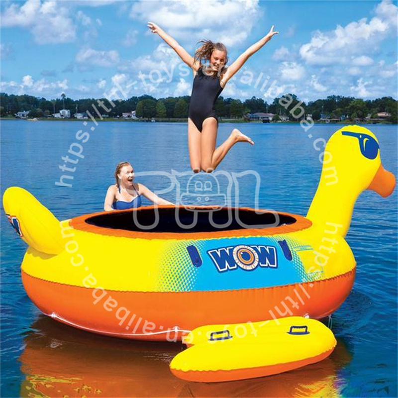 mini commercial water park toy floating jumping bed for lake water park games outdoor inflatable water trampoline for sale