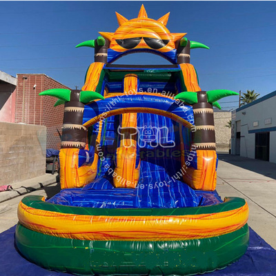 Commercial grade tobogan inflable bouncy castle tropical water slide bounce house inflatable waterslide