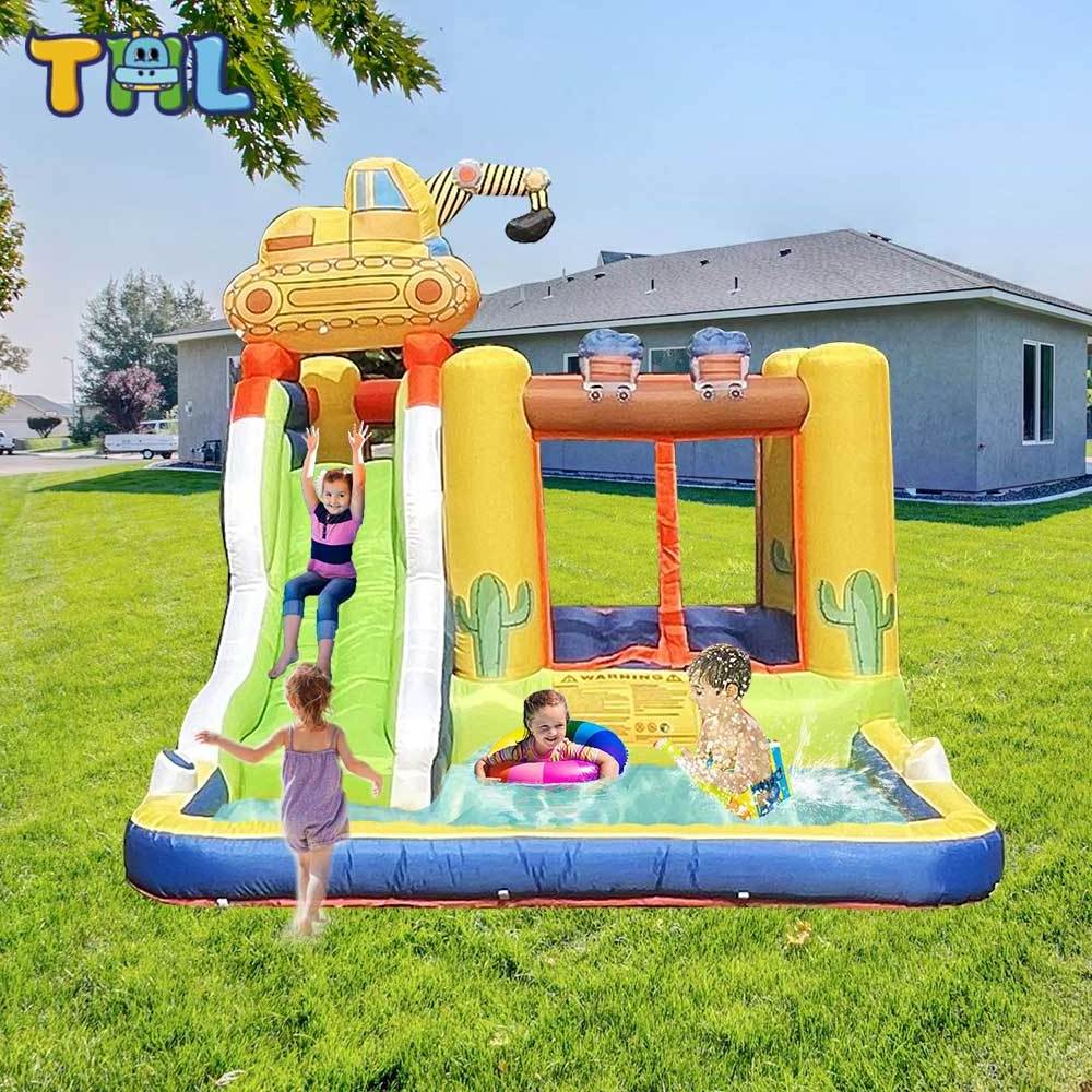 Customizable PVC Commercial Inflatable Digger Monster Truck Bounce House Combo Bouncing Castle And Slide