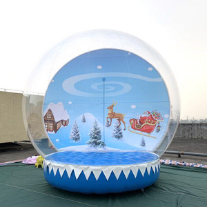 Giant inflatable snow globe Transparent Bubble Tent with Printed Background Blower