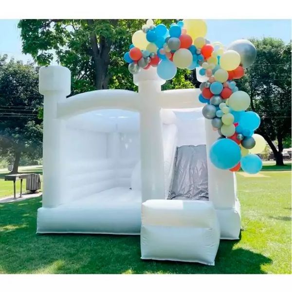 Adults all white wedding bounce house with EN14960 certified for wedding parties from China inflatable factory