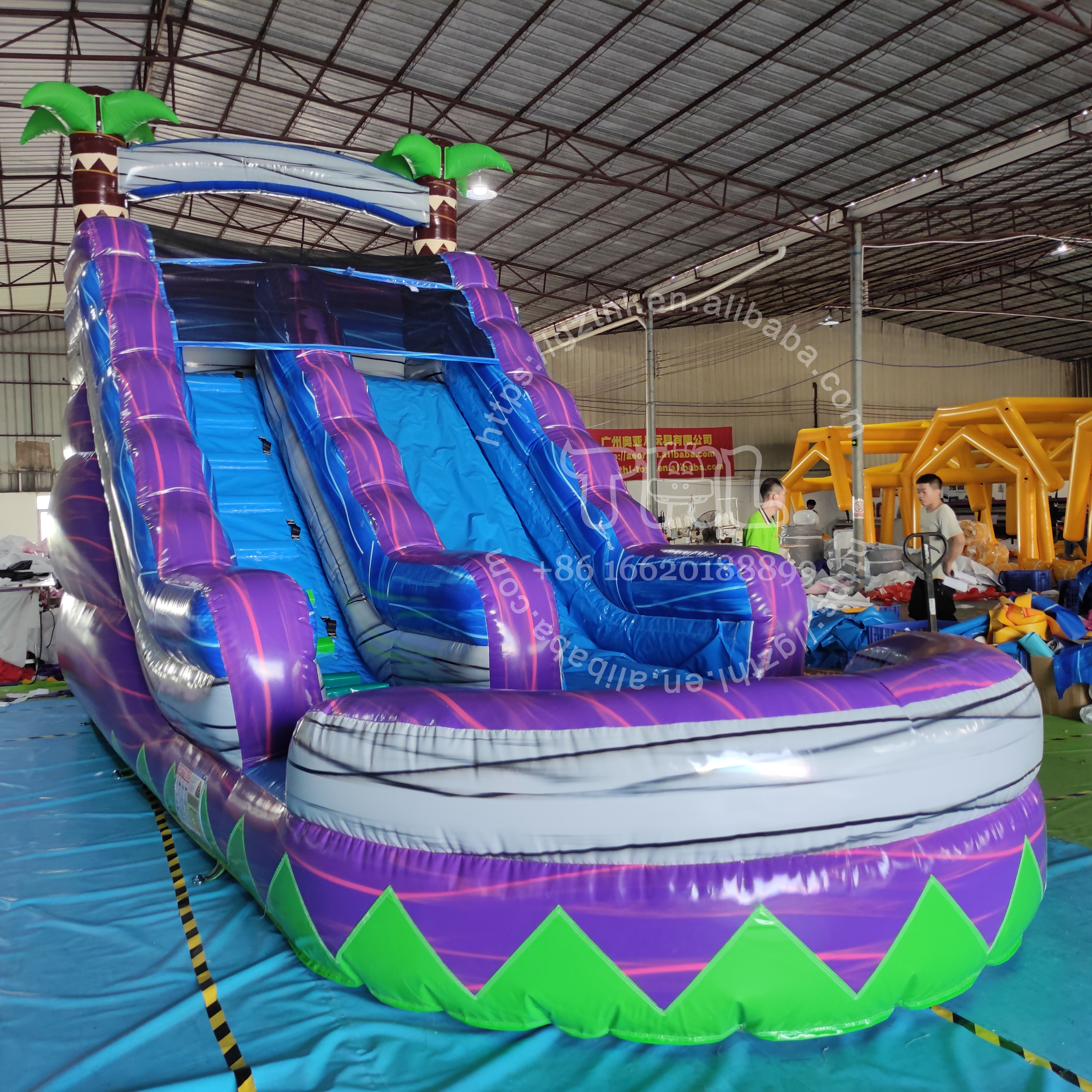 Commercial grade tobogan inflable bouncy castle tropical water slide bounce house inflatable waterslide