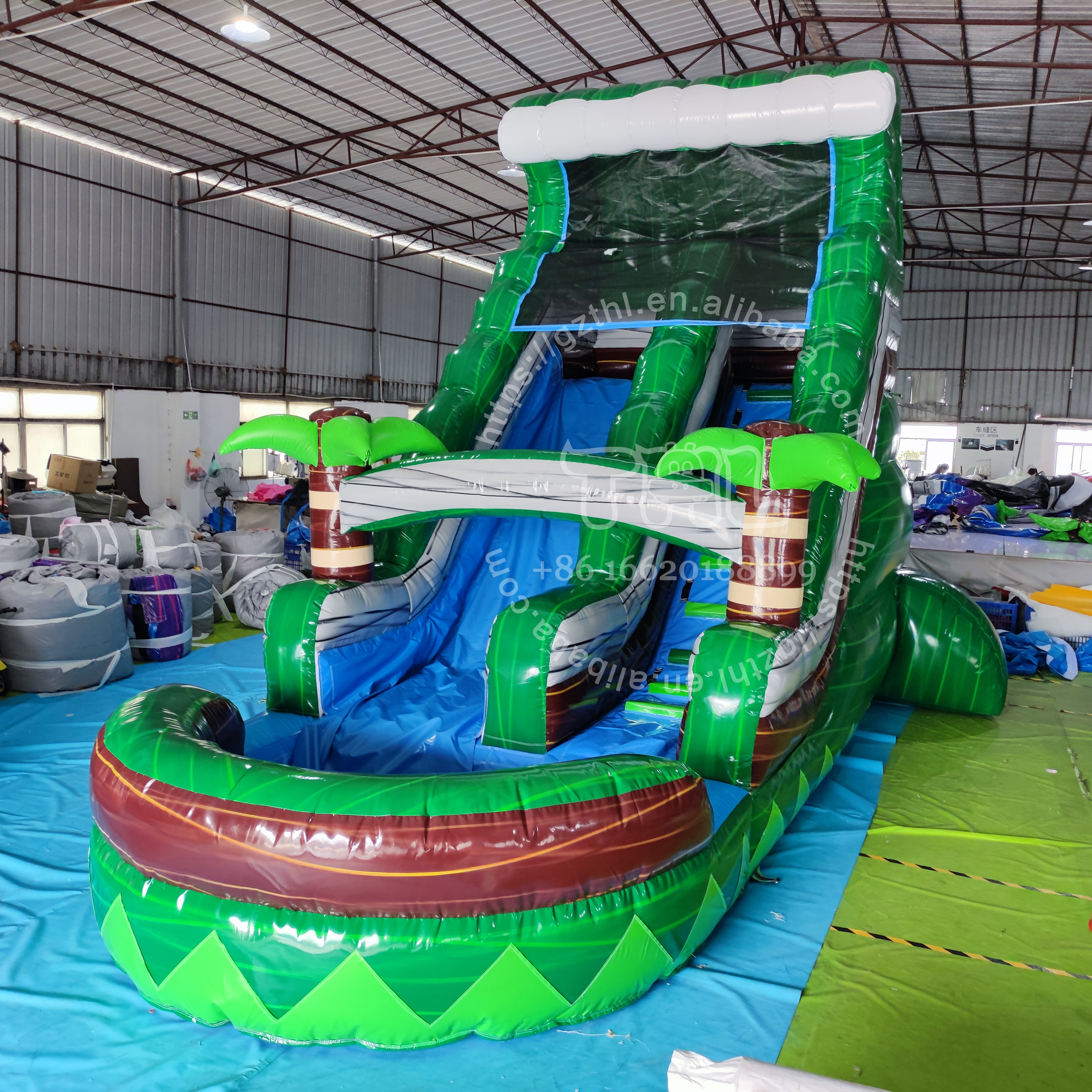 Commercial grade tobogan inflable bouncy castle tropical water slide bounce house inflatable waterslide