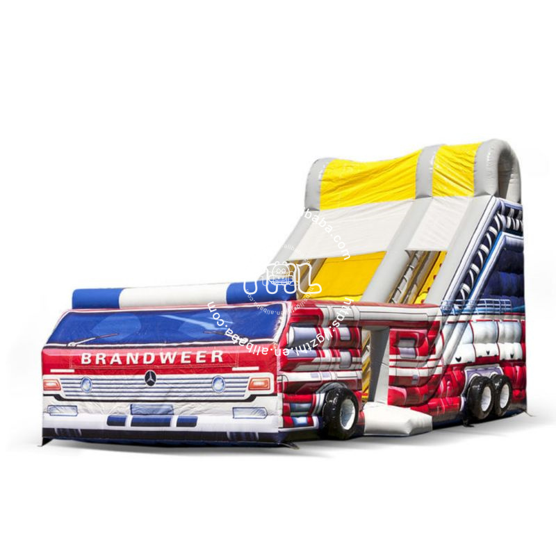 Commercial PVC Vehicle Bouncer Inflatable School Bus Jumper Fire Truck Bouncy Castle Tractor Bounce House Combo With Slide