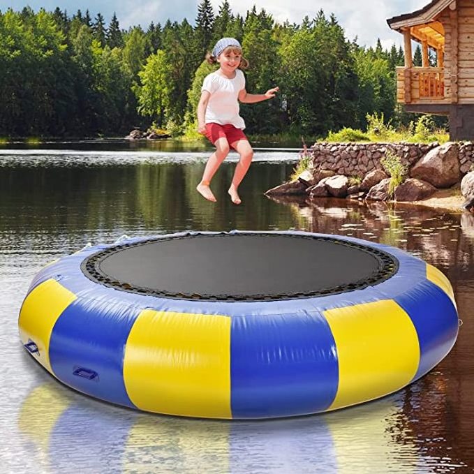 Popular Water Park Inflatable Floating Water Trampoline With Slide for Amusement Park