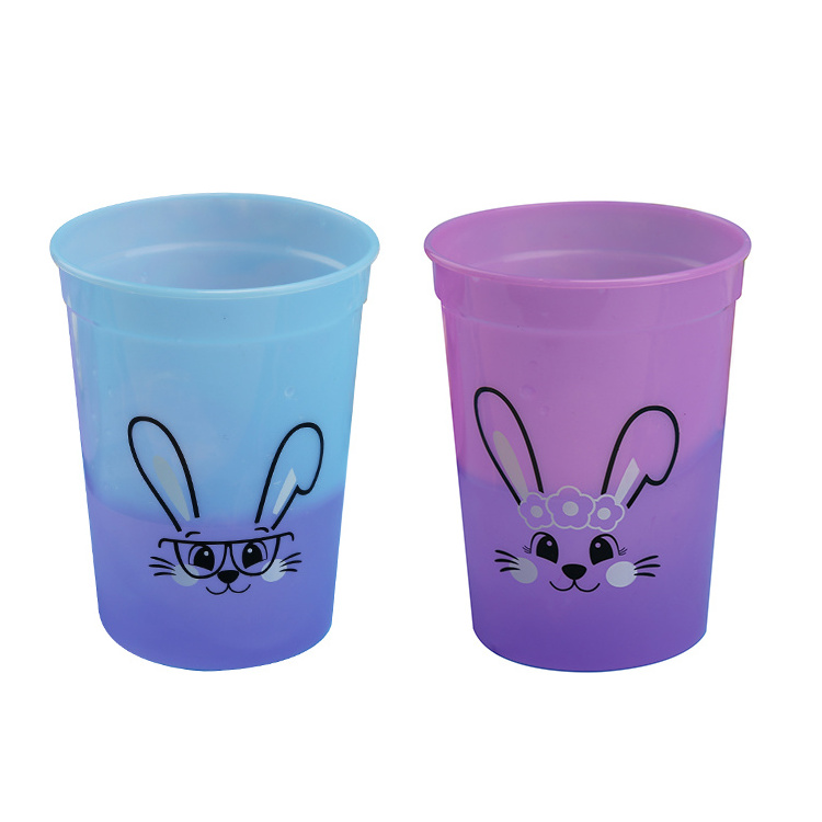 Hot Sales Easter Bunny 13oz 380ML  Reusable custom tumbler plastic color changing cups 2pk