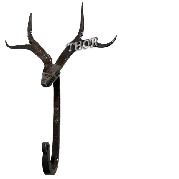 Designer Deer Hooks Wall Mounted Farmhouse Matte Black Polished Cast Iron Hat Hanger Hooks Bathroom Home Decor