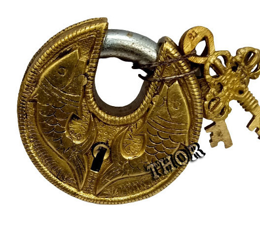 Fish Design Shaped Brass Lock Antique Handcrafted Locks for Padlock Brass Lock Security Home Decor