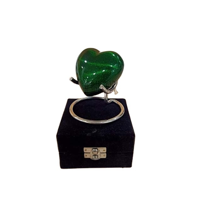 Aluminum Urn Box Heart Shape Handcrafted Urn for Human Ashes with Display Stand Velvet Box  Small Love Heart Pet Urn