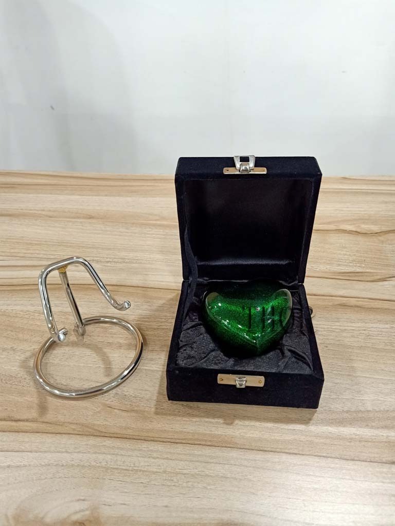 Aluminum Urn Box Heart Shape Handcrafted Urn for Human Ashes with Display Stand Velvet Box  Small Love Heart Pet Urn