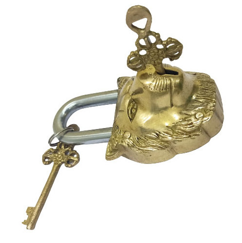 Brass Lion Shape Lock Padlock Antique Design Handcrafted Collectible Decorative Lucy Showpiece Door Gate Lock-1PC