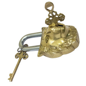 Brass Lion Shape Lock Padlock Antique Design Handcrafted Collectible Decorative Lucy Showpiece Door Gate Lock-1PC