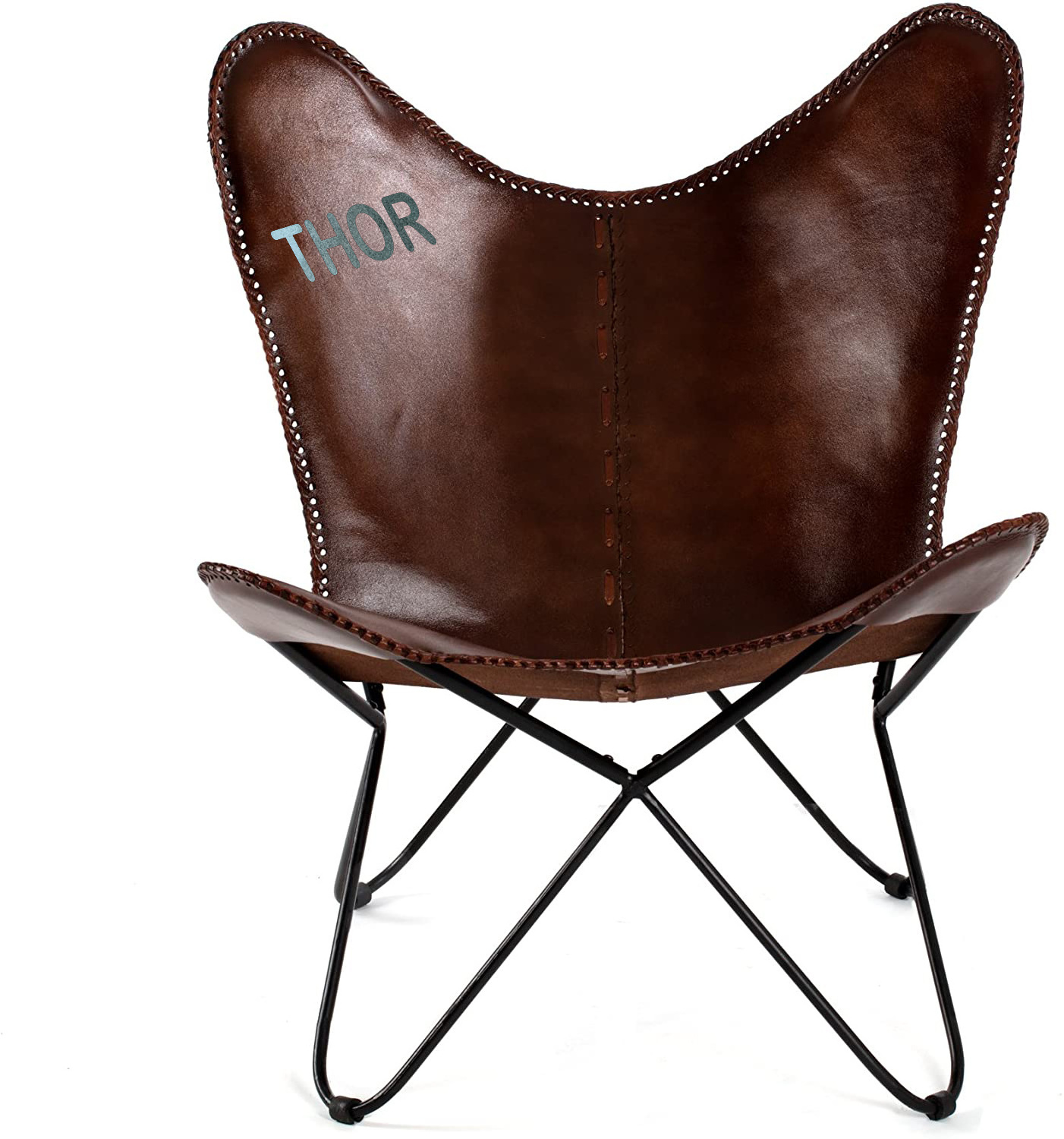 London Butterfly Chair Genuine Leather Handmade Solid Iron Living Room Lounge Chair  Modern Style