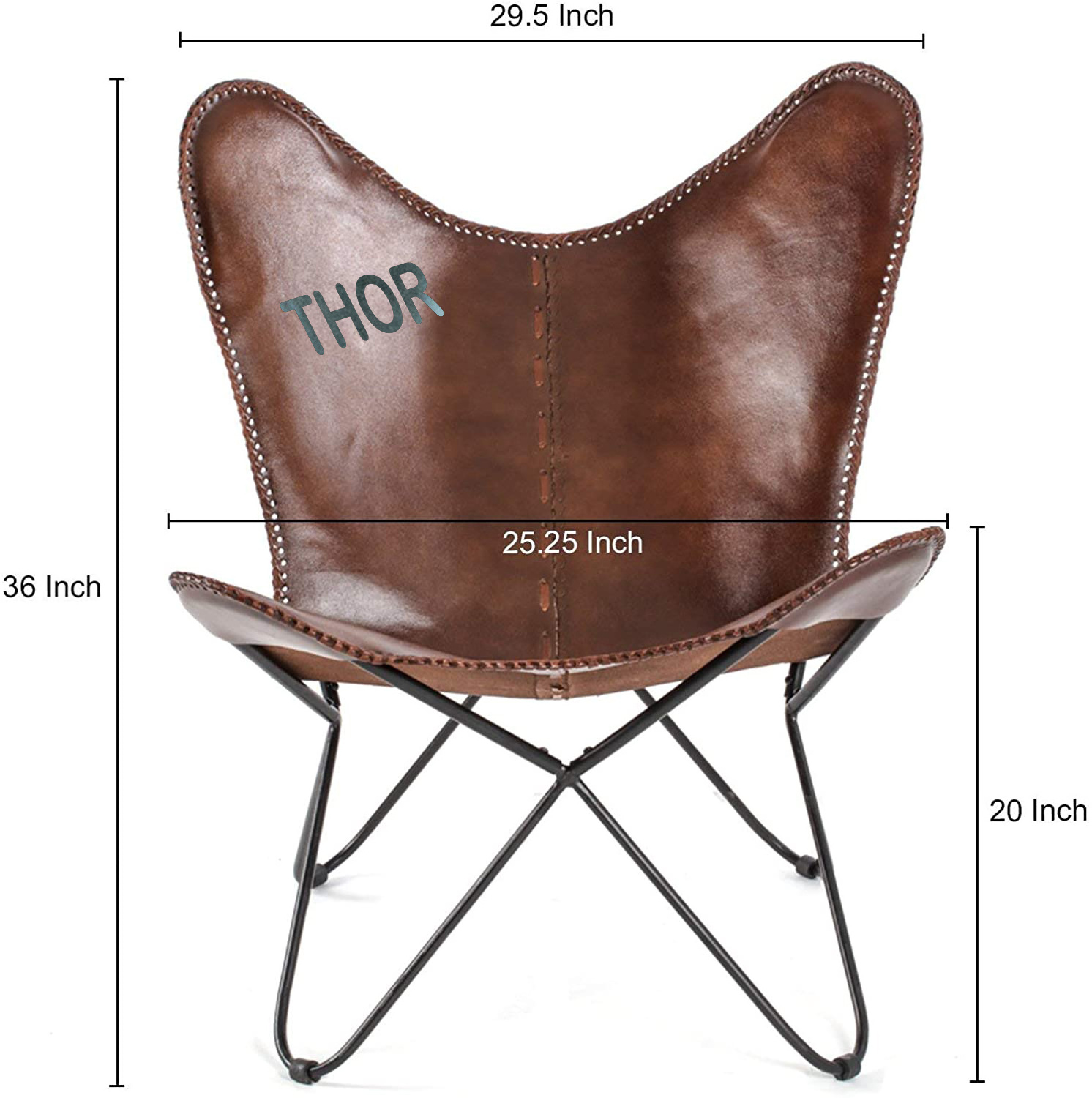 London Butterfly Chair Genuine Leather Handmade Solid Iron Living Room Lounge Chair  Modern Style