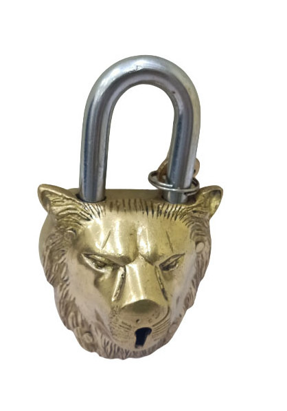 Brass Lion Shape Lock Padlock Antique Design Handcrafted Collectible Decorative Lucy Showpiece Door Gate Lock-1PC