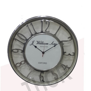 Vintage Style Round Wall Clock Wall Decor for Kitchen Silver Finishes Office Wall Clock Decoration Home Decor