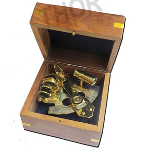 Brass Sextant with Hardwood Wooden Box pontoon boat boats & ships  marine parts & accessories