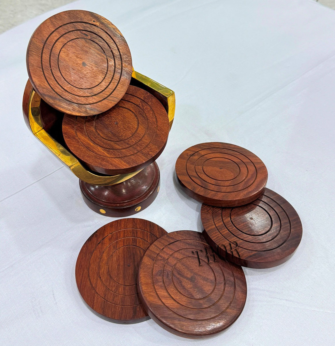 Wooden Coasters for Drinks Natural  Wood Drink Coaster Set for Drinking Glasses Tabletop Protection for Any Table Type Set of 4