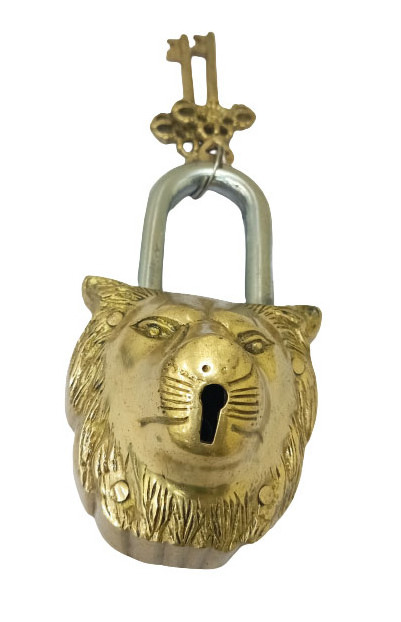 Brass Lion Shape Lock Padlock Antique Design Handcrafted Collectible Decorative Lucy Showpiece Door Gate Lock-1PC